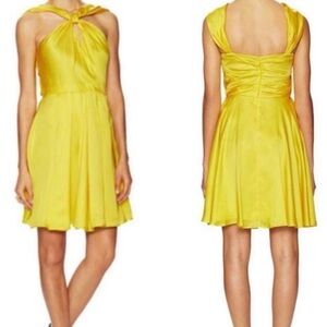 Halston silk yellow halter mini dress